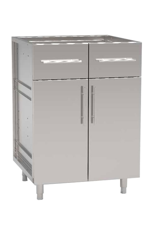 Two Quarter Drawers with Double Doors Outdoor Stainless Cabinet