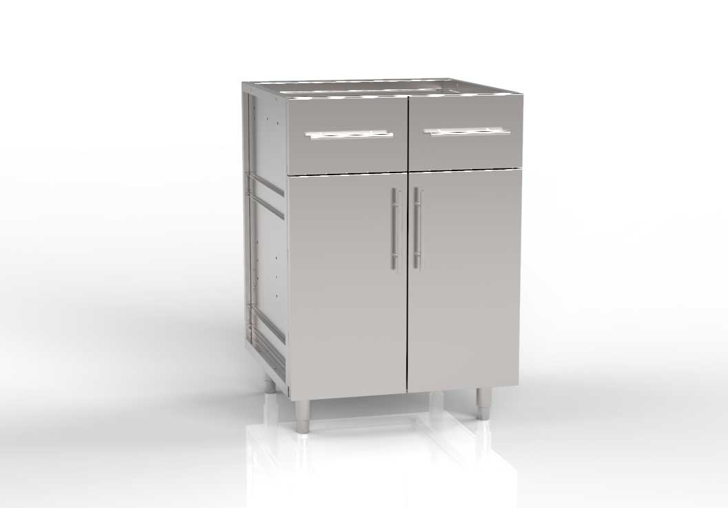 Two Quarter Drawers with Double Doors Outdoor Stainless Cabinet