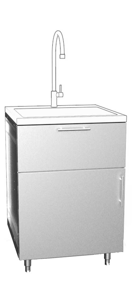 False Third Drawer with Single Door Outdoor Stainless Sink Cabinet