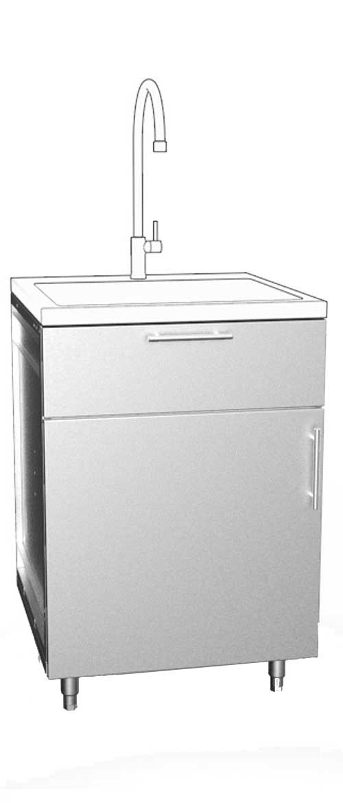 False Quarter Drawer with Single Door Outdoor Stainless Sink Cabinet