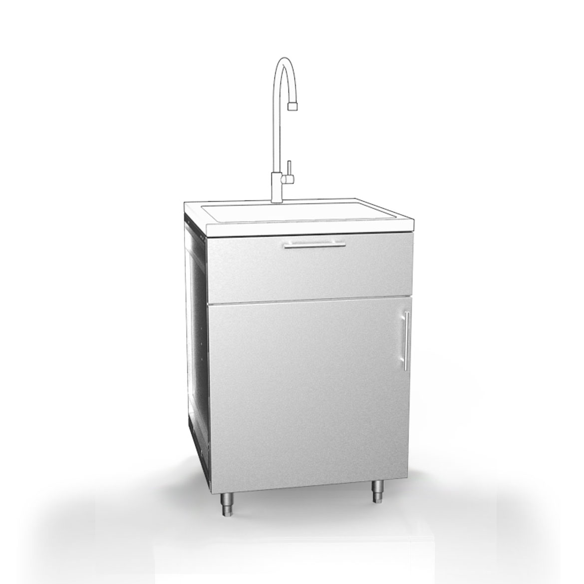 False Quarter Drawer with Single Door Outdoor Stainless Sink Cabinet