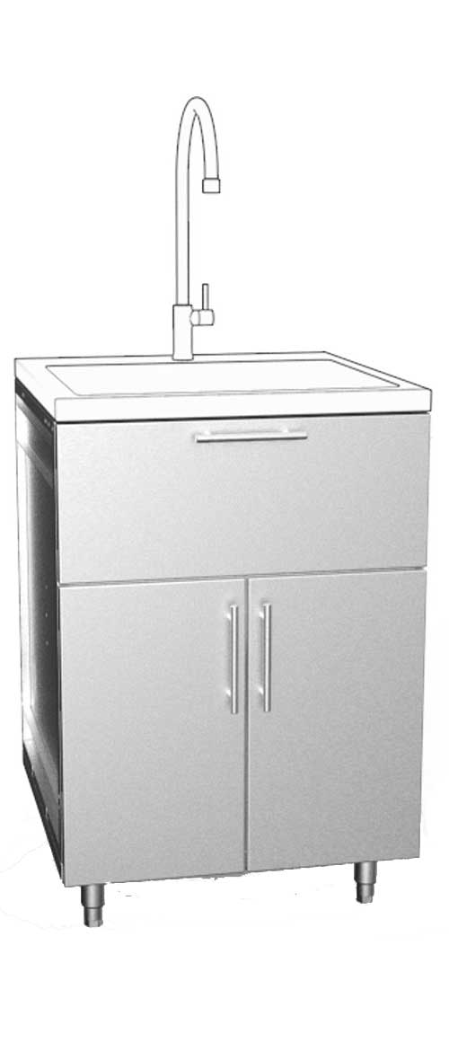 False Third Drawer with Double Door Outdoor Stainless Sink Cabinet