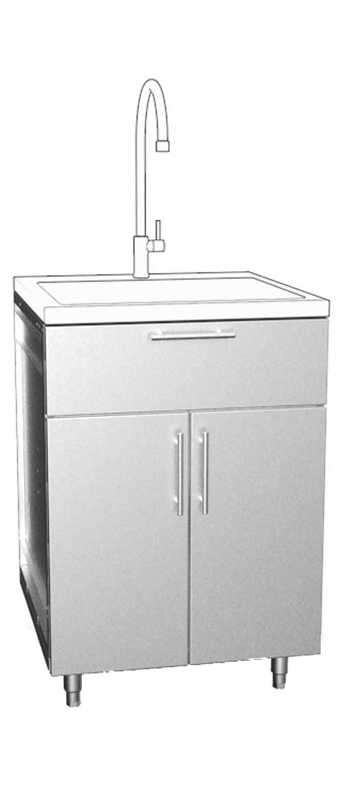 False Quarter Drawer with Double Door Outdoor Stainless Sink Cabinet