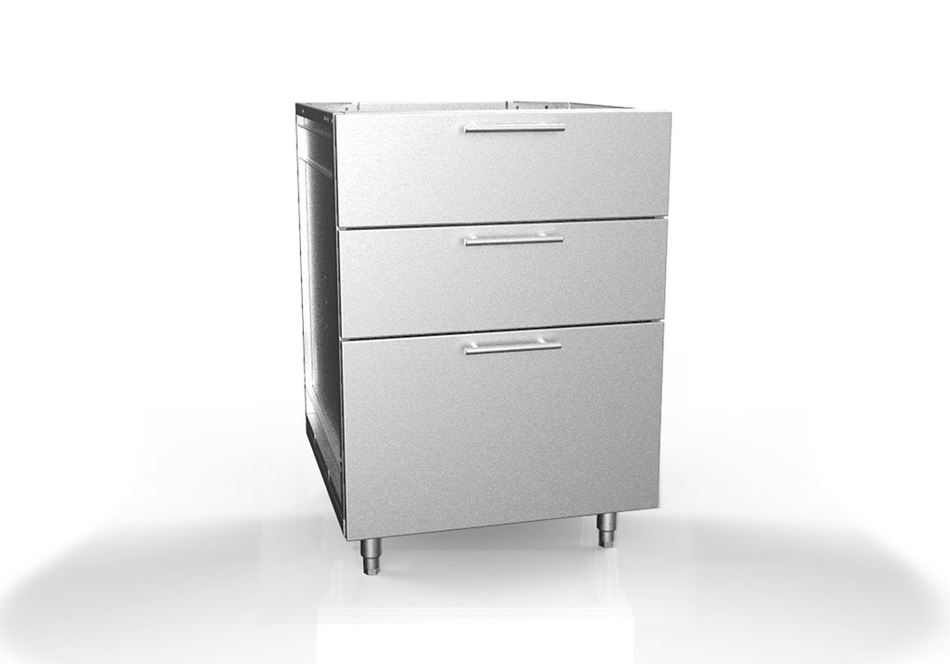 Two Quarter Drawers with Half Drawer Outdoor Stainless Cabinet