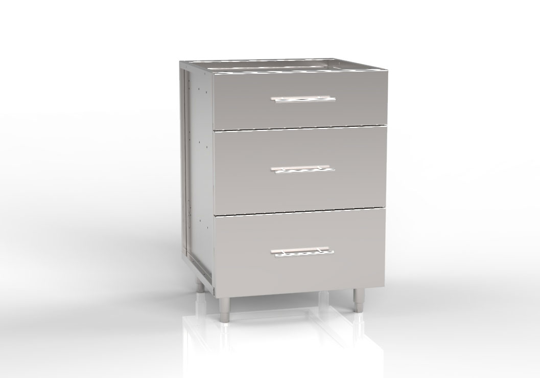 Quarter Drawer with 2 Thirds Drawer Outdoor Stainless Cabinet