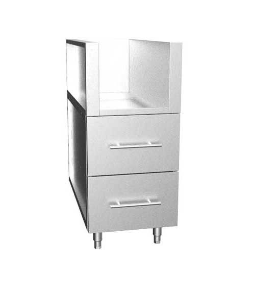 Side Burner with Two Drawer Stainless Cabinet