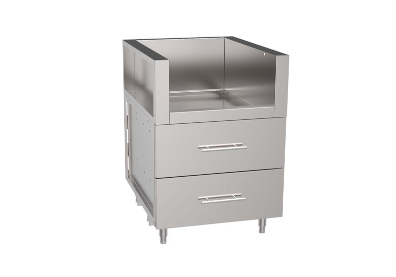 Side Burner with Two Drawer Stainless Cabinet